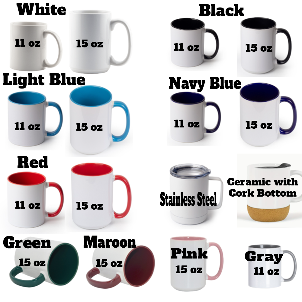 Custom Photo Mug - Family of 7 (7 Images/3 Colored Text Boxes)