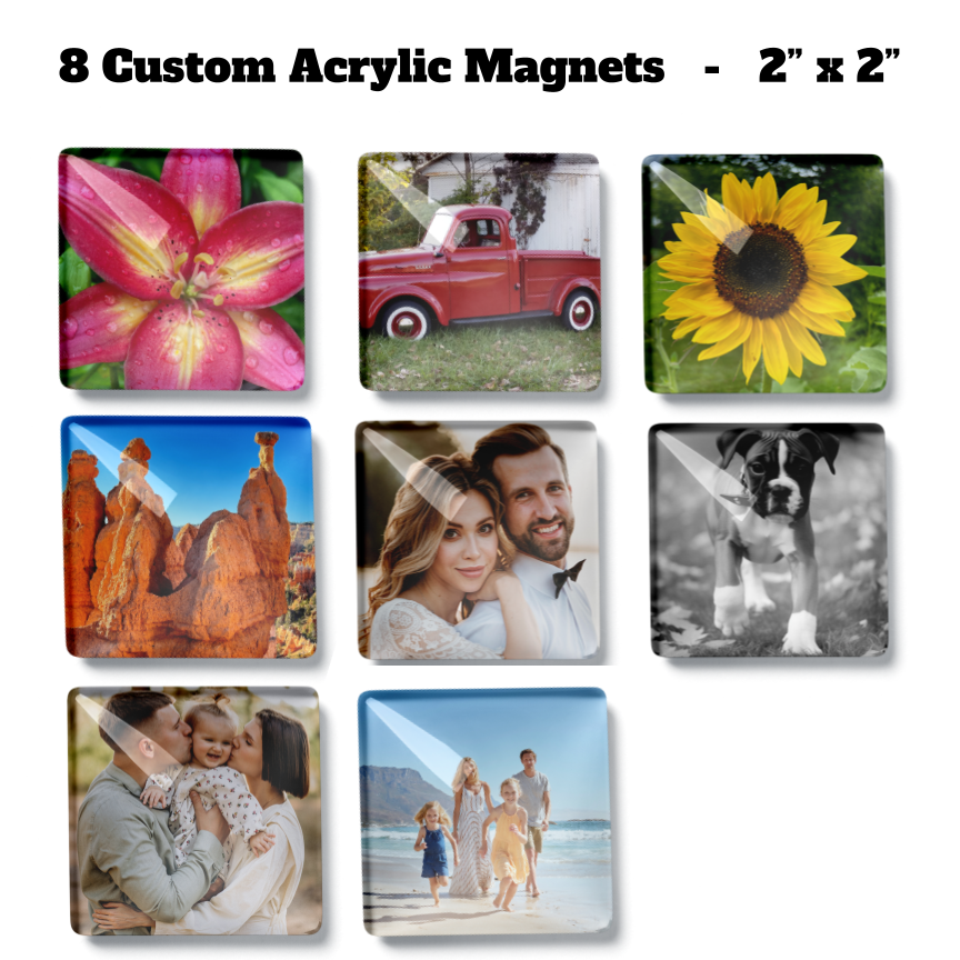 Custom Magnets: 2" x 2" Acrylic Displays with Magnetic Backing