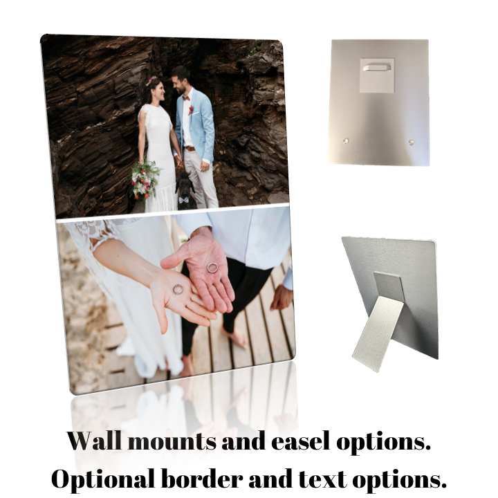 Custom Metal Print. 5x7 Landscape Collage of Two with Optional Borders and Text. Many Options to Personalize!