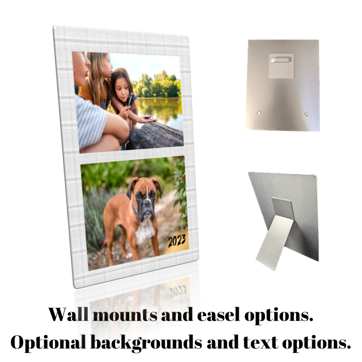 Custom Metal Print.  5x7 Portrait Collage of Two with Background Options.  Many Options to Personalize!