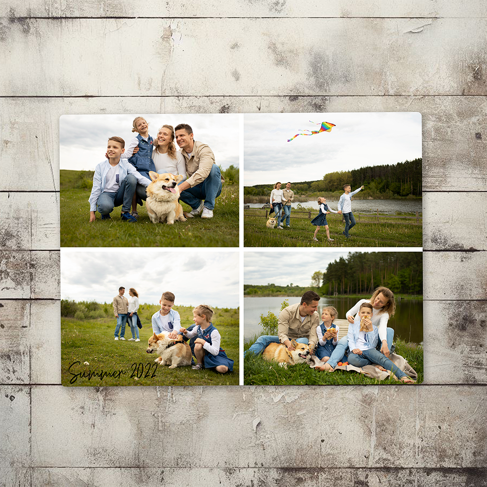 8x10 Custom Metal - Landscape Collage of 4 Images with Optional Text Borders