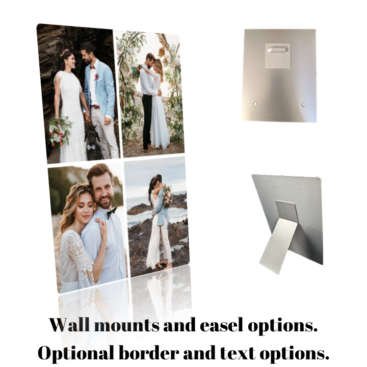 5x7 Custom Metal - Portrait Collage of 4 Images with Optional Borders