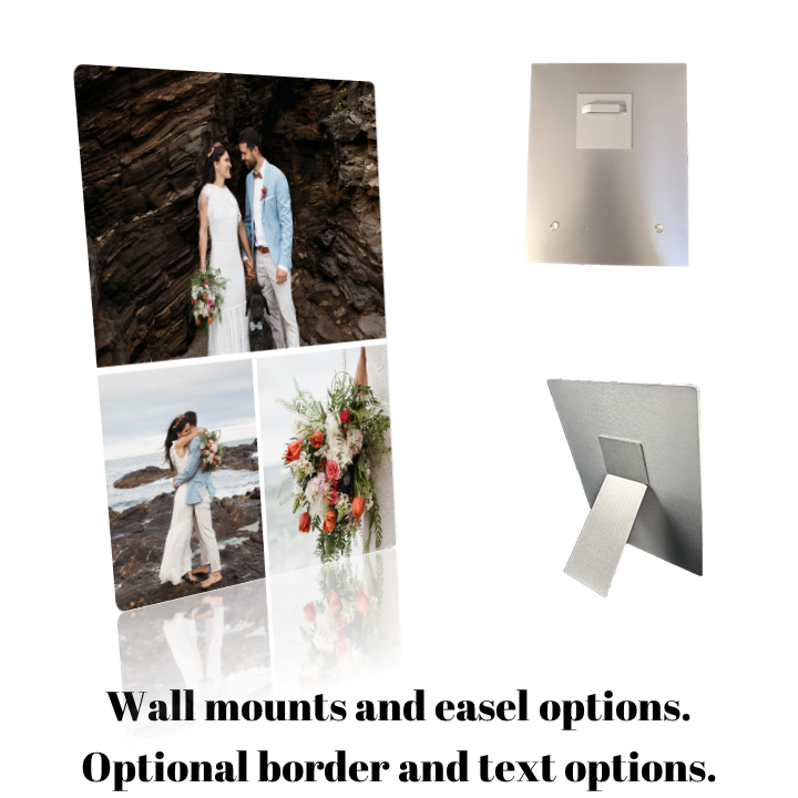 5x7 Custom Metal - Collage of Three Images, Personalize with Optional Text and Borders