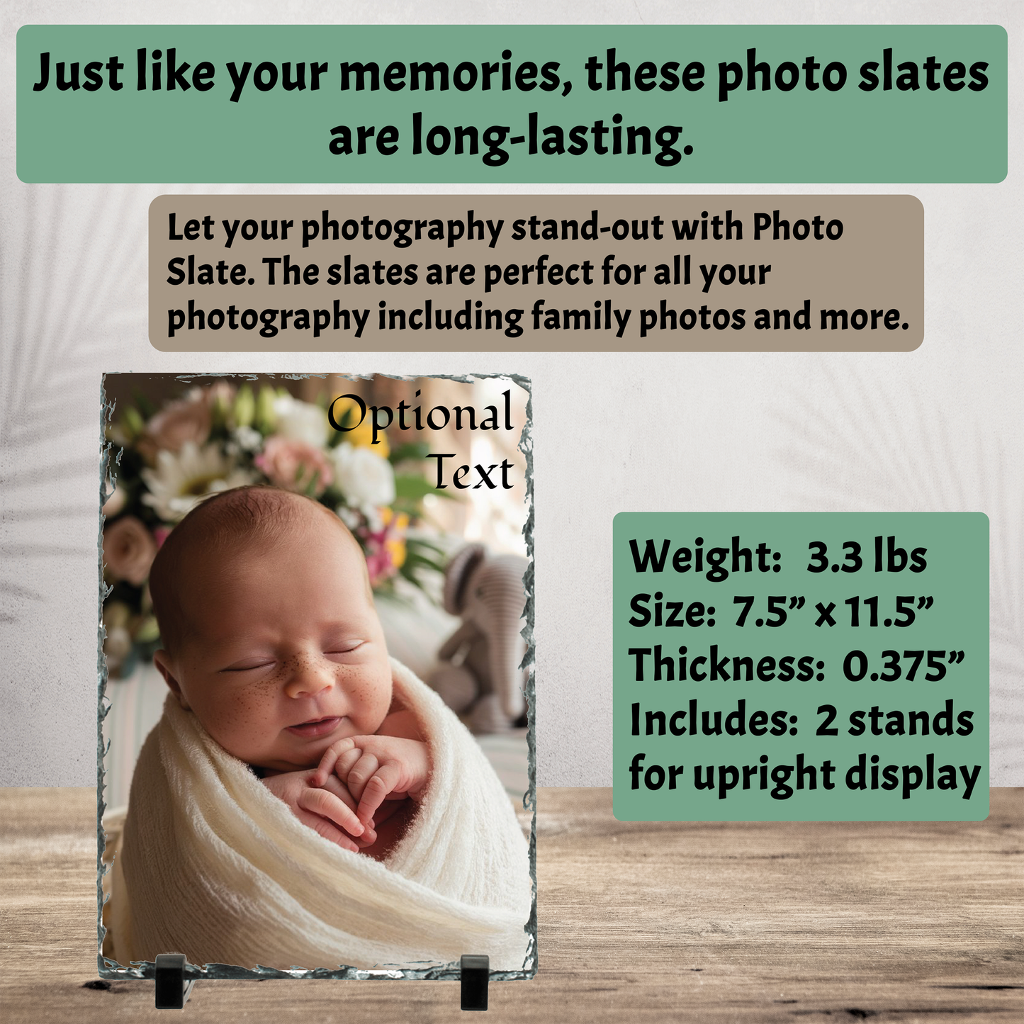 Personalized Photo Slate: 7.5" x 11.5" Portrait Single Image