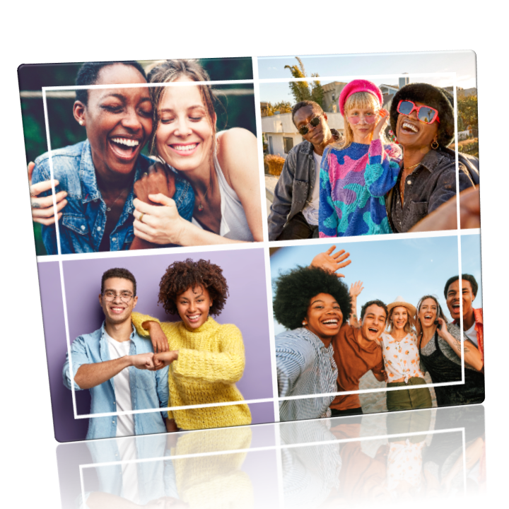 8x10 Custom Metal - Landscape Collage of 4 Images with Optional Text Borders