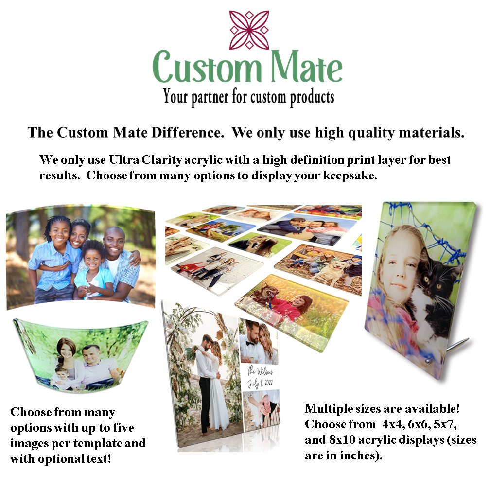 Personalized Acrylic Wall Art: 8x10 Landscape Collage of 2 Prints with Optional Text and Borders