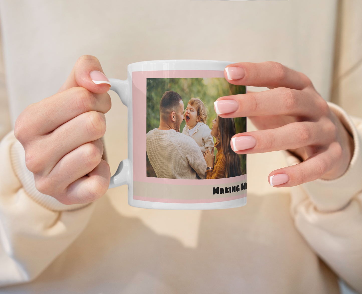 Collage Mug with 2 Photos and Banner - Personalized Custom Mug