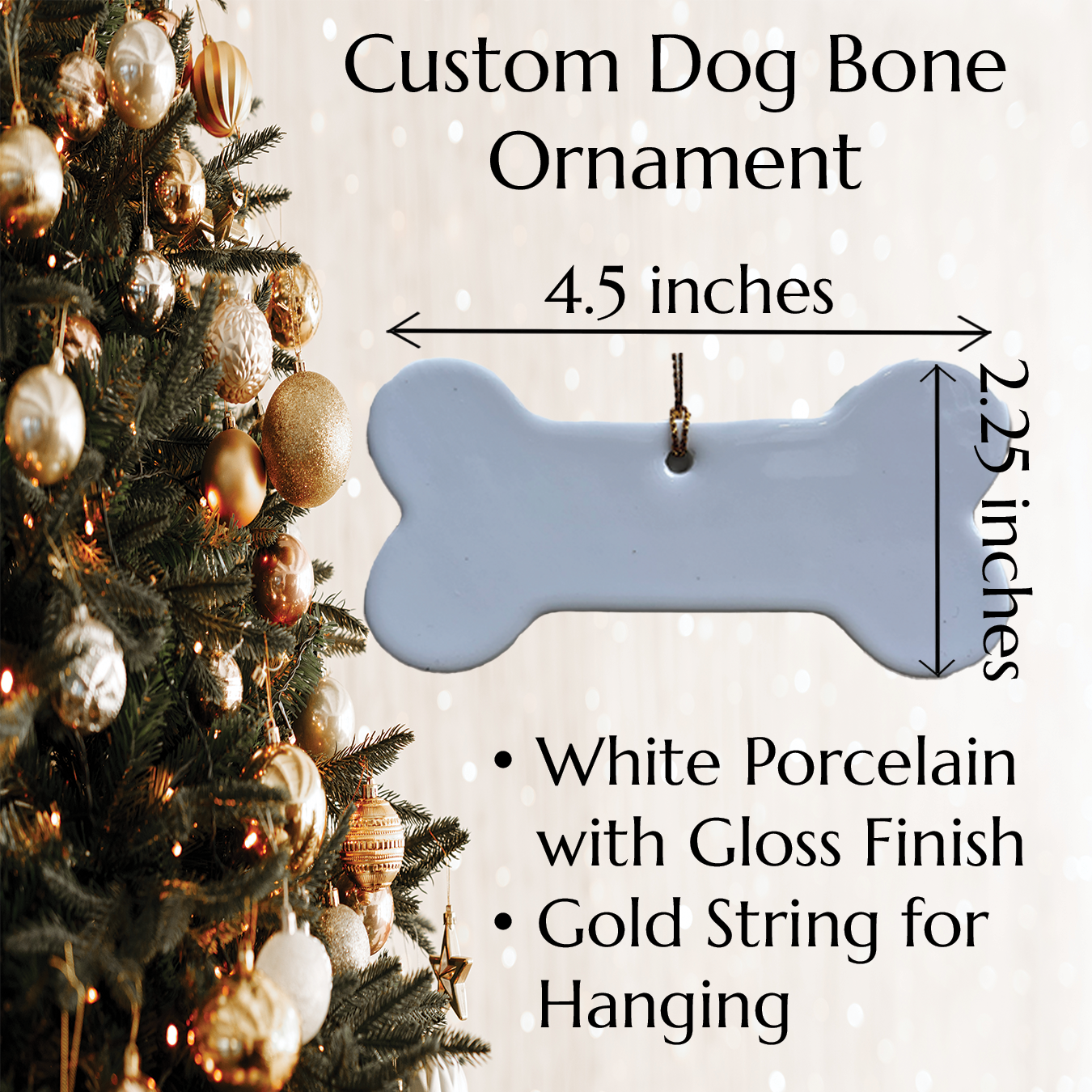 Porcelain Dog Bone Ornament