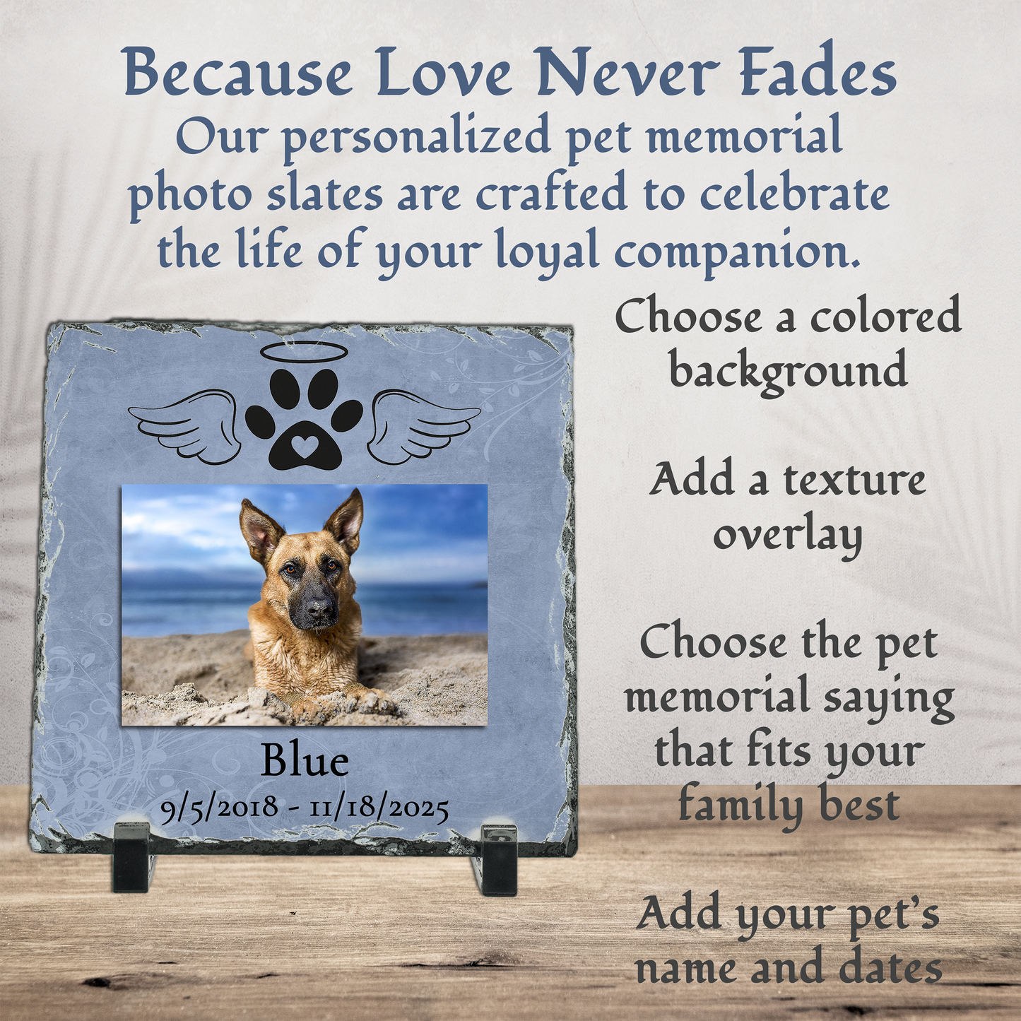 Personalized Pet Memorial Photo Slate - 7.5" x 11.5"