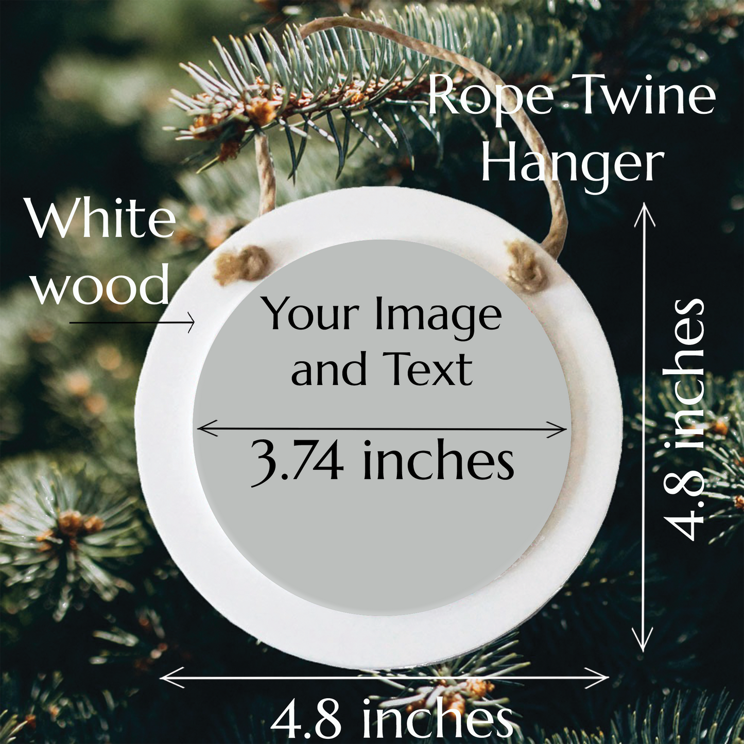 White Wood Circle Ornament