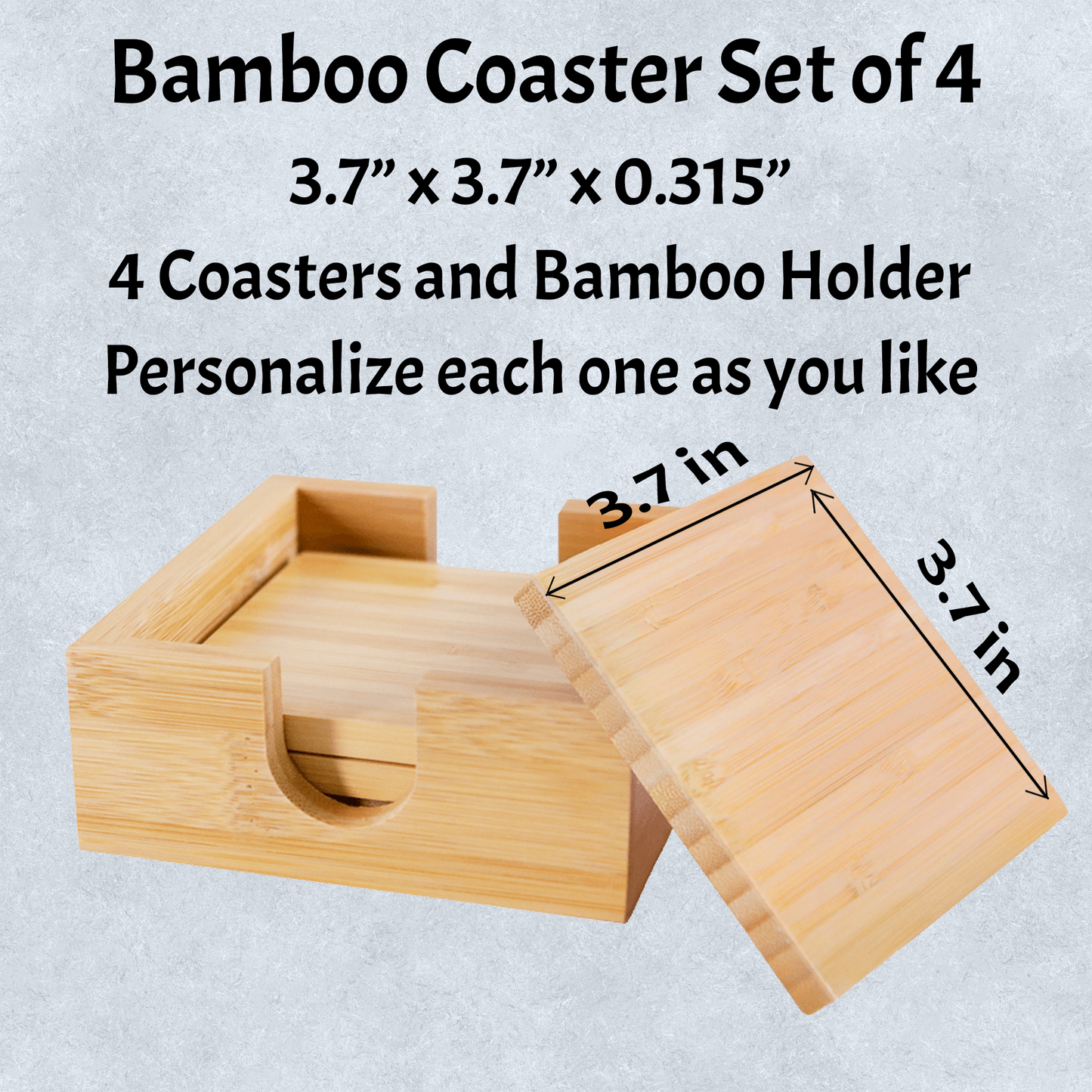 Bamboo Coaster Set - 4 Coasters and Holder