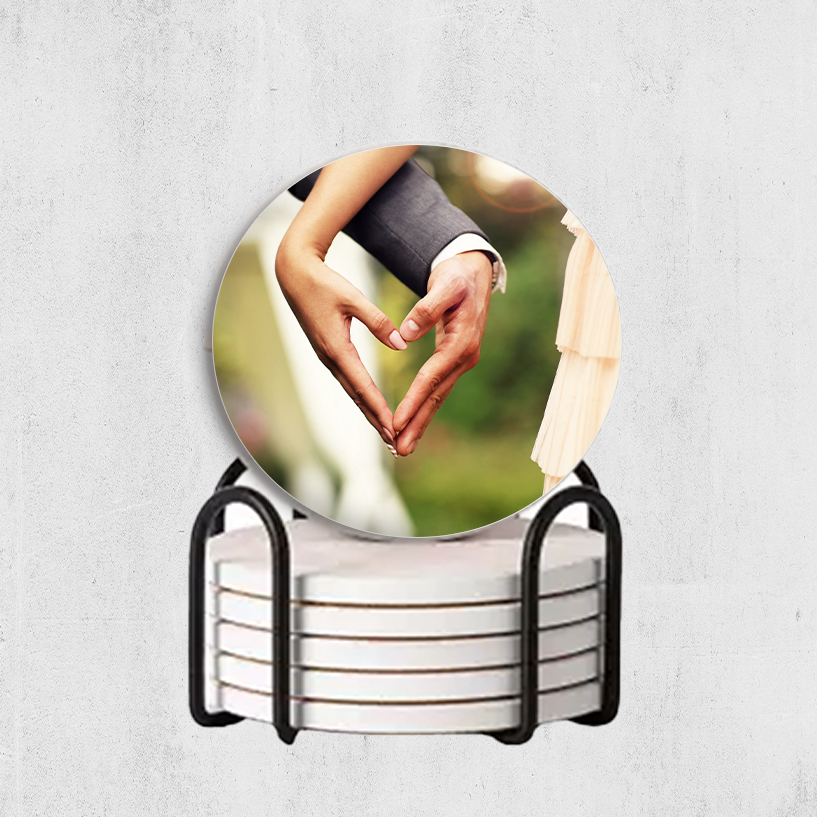 Ceramic Stone Coaster with Cork Back - Round 4.25"