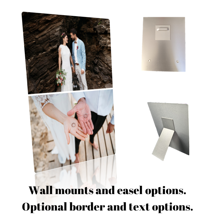 Personalized Metal Print: 8x10 Portrait Collage of 2 Metal Prints, Optional Text and Borders.