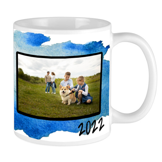 Watercolor Custom Photo Mug - Add a Splash of Art! - 2 Photos and Text