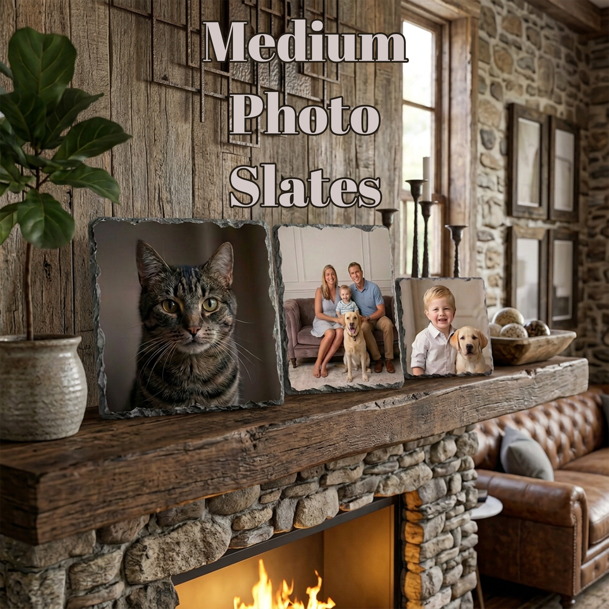Medium Personalized Photo Slates | Custom Stone Keepsakes
