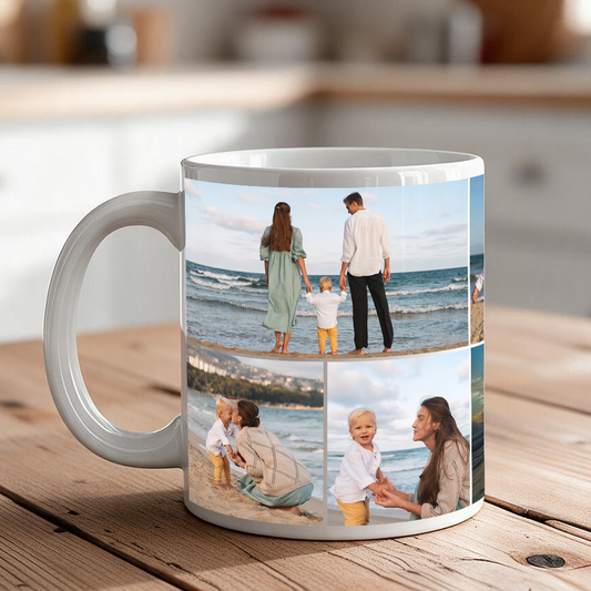 Personalized Photo Collage Coffee Mug – 11 oz & 15 oz Ceramic, 7 Picture Custom Gift
