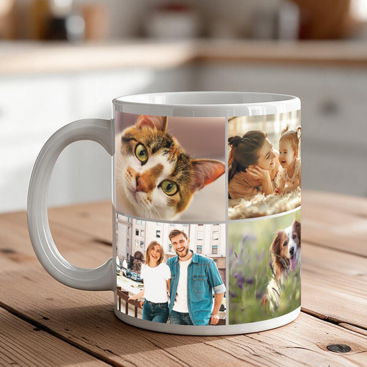 Personalized 8-Photo Collage Mug – 11 oz & 15 oz Ceramic Custom Coffee Gift