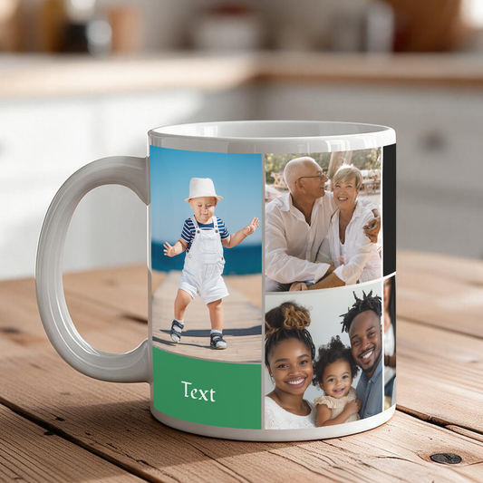 Personalized 7-Photo Coffee Mug with 3 Custom Texts – 11 oz & 15 oz Ceramic Gift