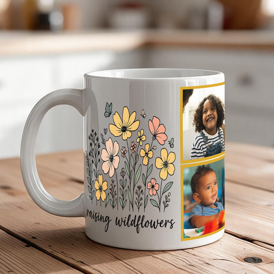 Custom Photo Mug for Mom – 5 Pictures + Message Image, 11 oz & 15 oz Mother's Day Gift