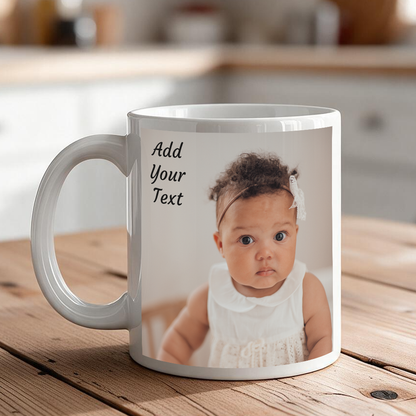 Personalized 2-Photo Coffee Mug with Custom Text – 11 oz & 15 oz Ceramic Gift