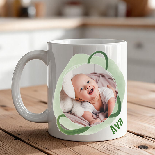 Personalized 2-Photo Coffee Mug with Accent and Custom Text – 11 oz & 15 oz Ceramic Gift