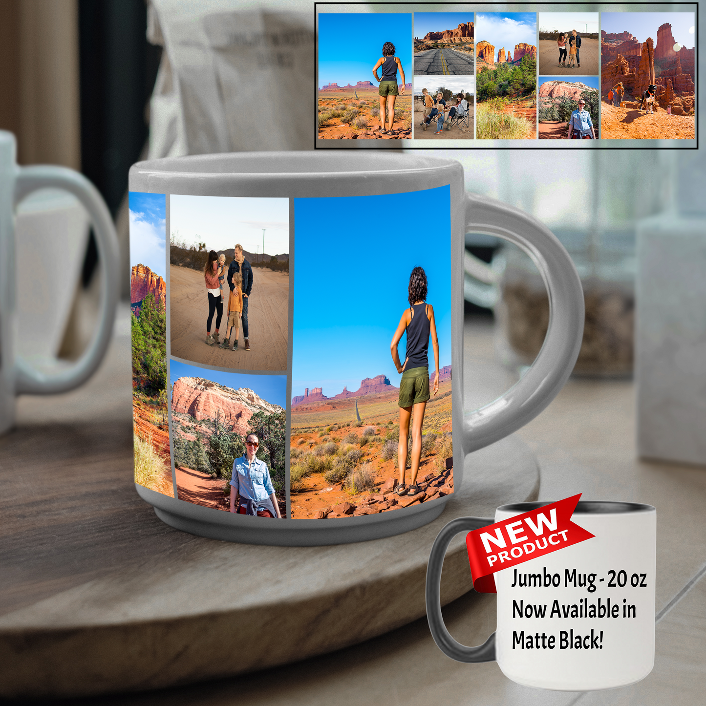 Custom Collage Jumbo Mug (20 ounce) with 7 Photos - Personalized Mug