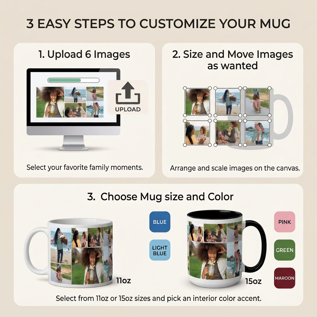6-Image Collage Coffee Mug — Personalized Ceramic | 11 & 15 oz