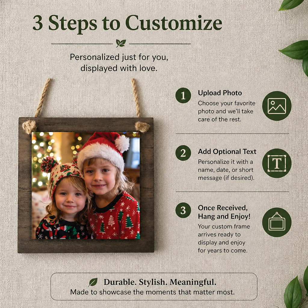 Dark Wood Square Ornament