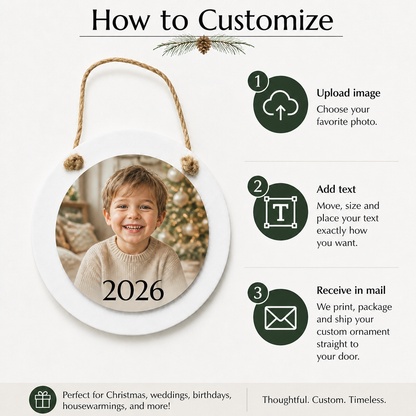 White Wood Circle Ornament