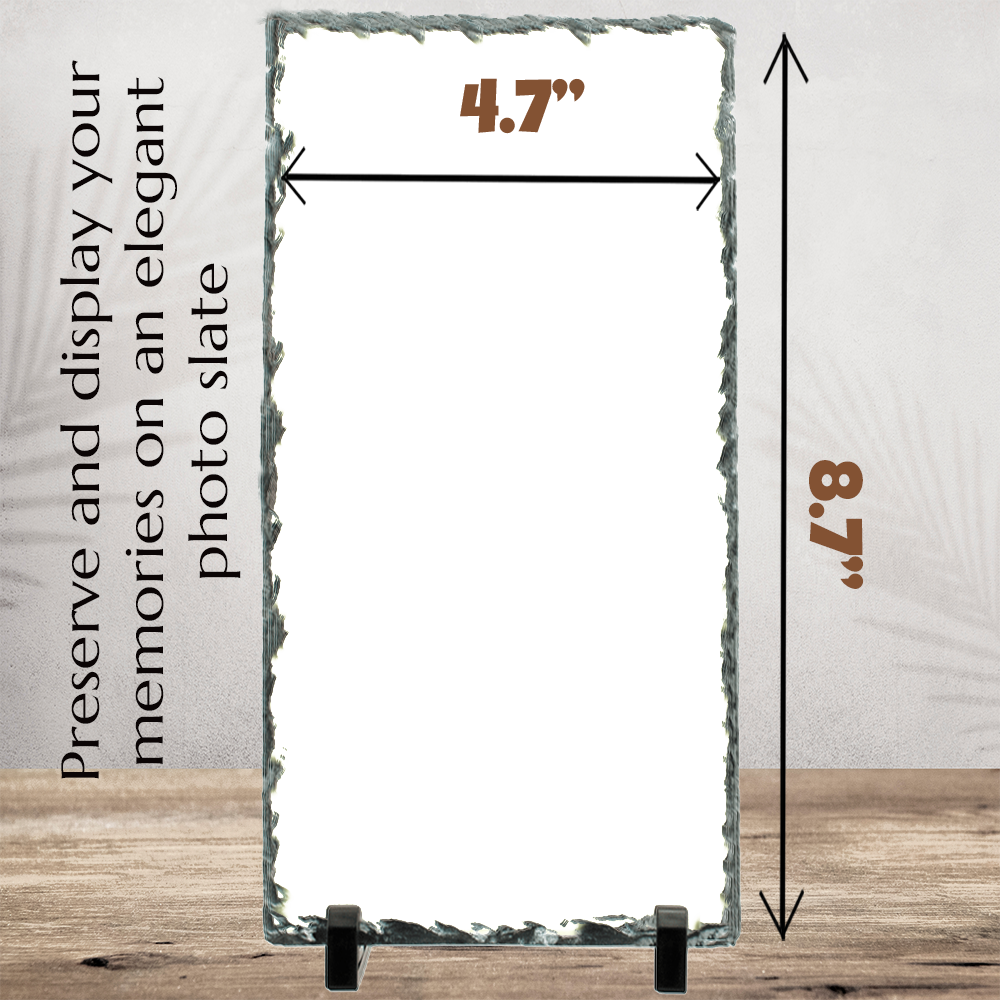 Personalized Photo Slate - Single Portrait Image 4.7" x 8.7" or 5.9" x 11.8"