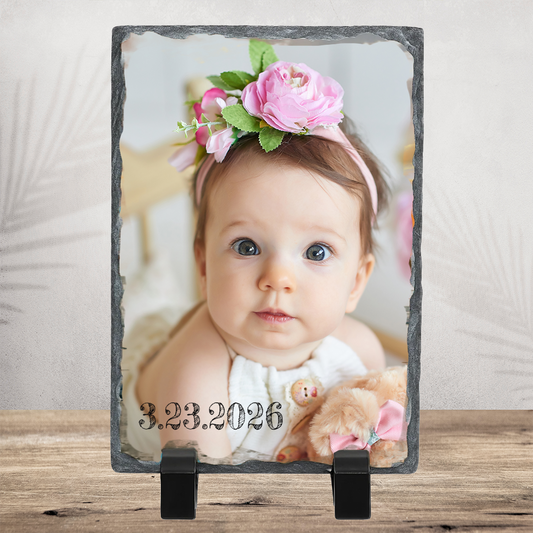 Small Personalized Photo Slate – 3.5"x5.5" or 5.5"x7.5" Portrait Stone Keepsake