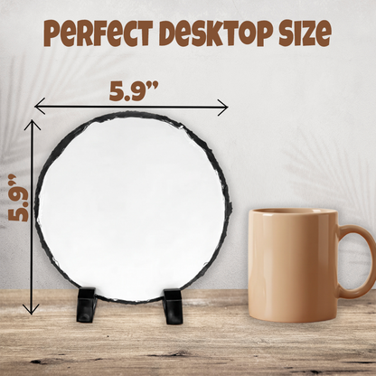 Personalized Photo Slate – Round 6" Diameter Custom Stone Picture Gift