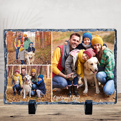 Large 3-Photo Collage Slate – 7.5"x11.5" Personalized Stone Picture Keepsake