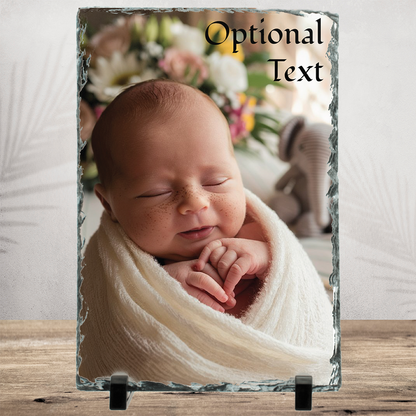 Large Personalized Photo Slate – 7.5"x11.5" Portrait Natural Stone Wall Art