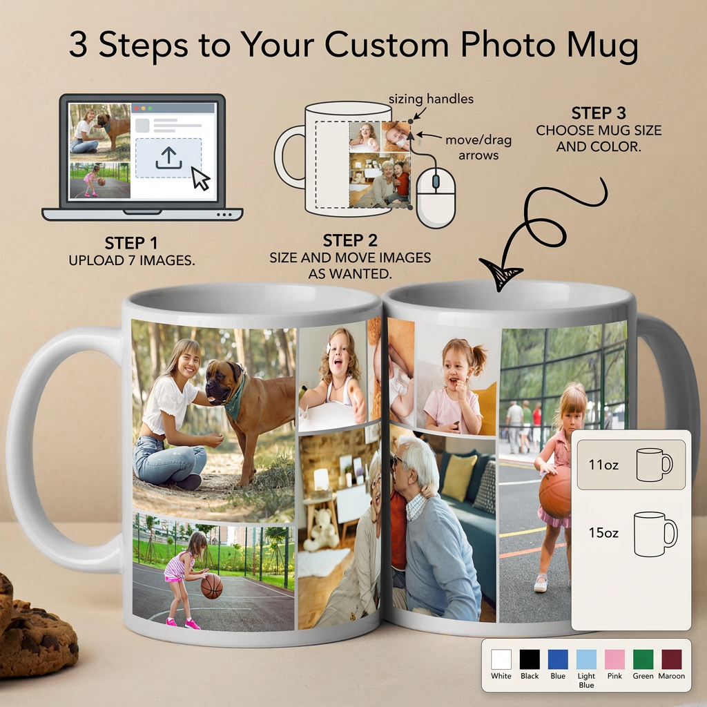 7-Image Collage Coffee Mug — Personalized Ceramic | 11 & 15 oz