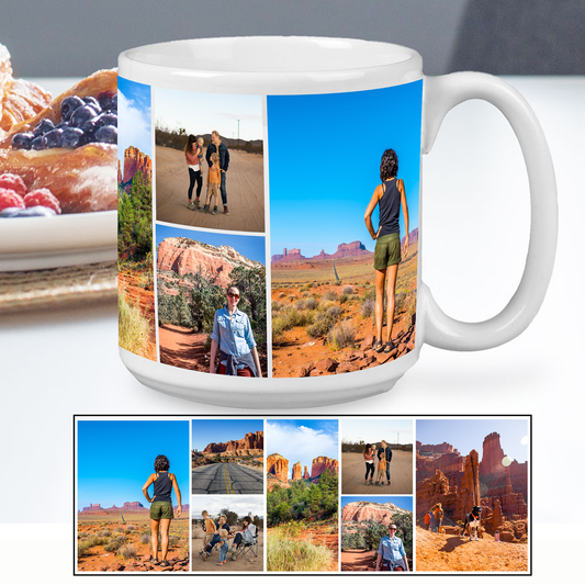 Custom Collage Jumbo Mug (20 ounce) with 7 Photos - Personalized Mug
