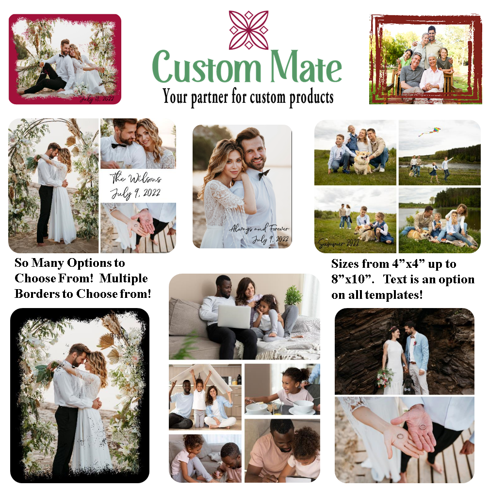 Personalized Acrylic Wall Art: 8x10 Portrait Collage of 4 Prints with Optional Text and Borders