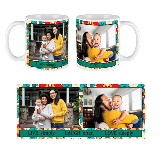 Collage Mug with 2 Photos and Banner - Personalized Custom Mug