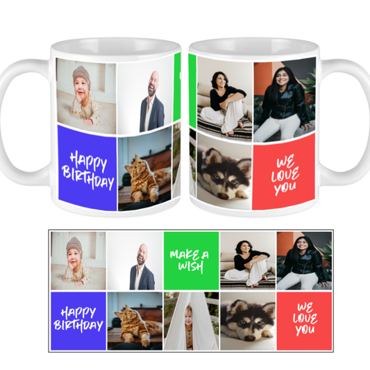 Personalized Custom Mug: 7 Photos & 3 Text Boxes - Cherish Memories!