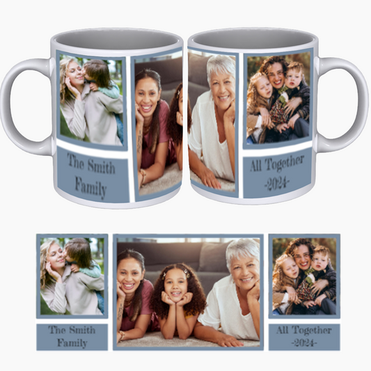 Custom Collage Jumbo Mug (20 ounce) Bright Day - 3 Images and 2 Text Areas