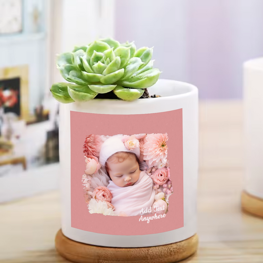Personalized Custom Flowerpot Planter: Brushstroke Single Image