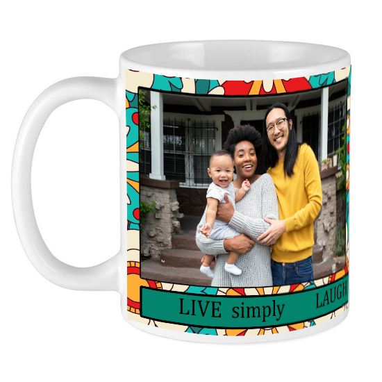 Collage Mug with 2 Photos and Banner - Personalized Custom Mug