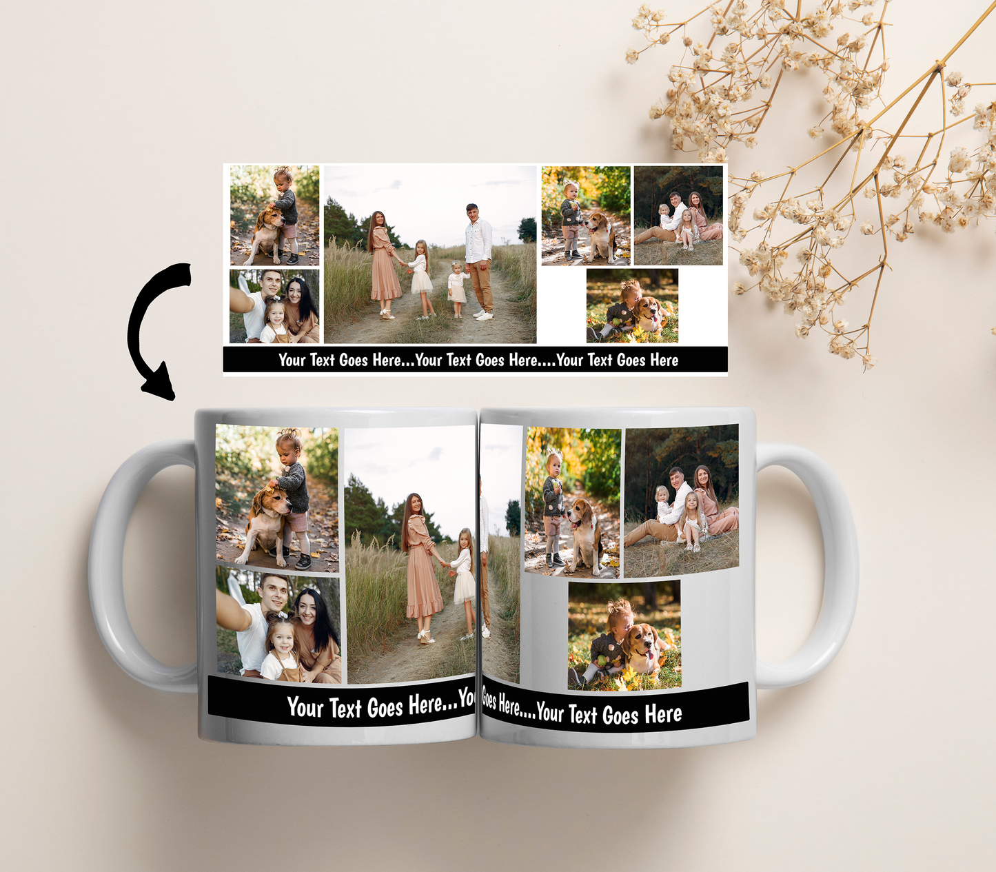 Collage of 6 with Text Banner Custom Mug - Personalize Your Memories!