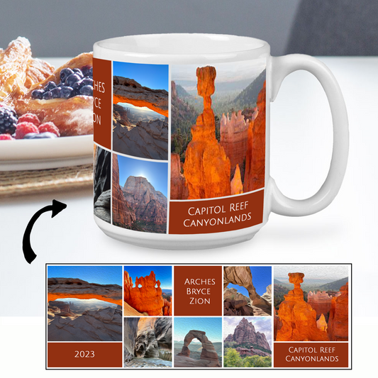 Custom Collage Jumbo Mug (20 ounce) with 7 Photos and Text Options- Personalized Mug