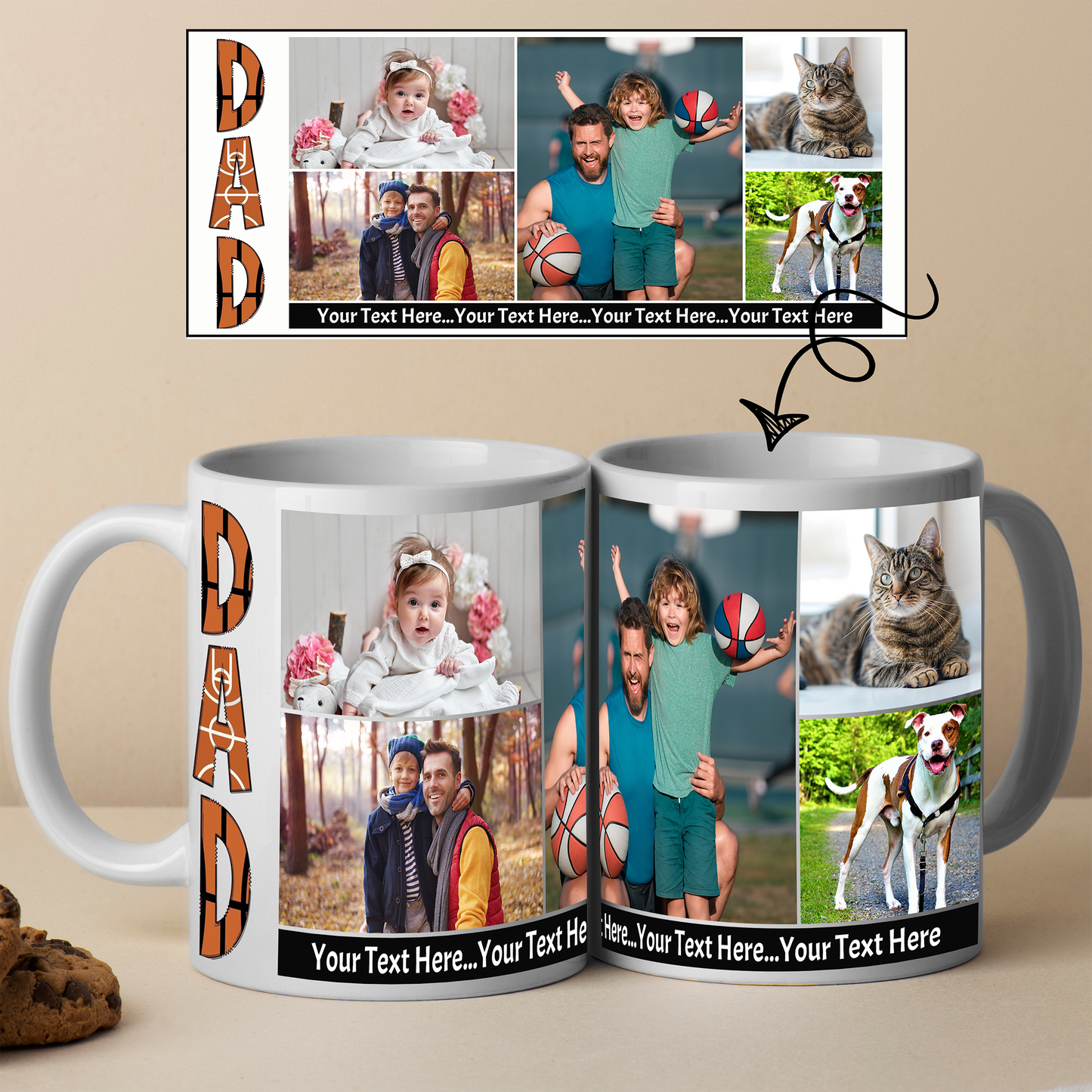 Custom Photo Mug - DAD (5 Images and Text)