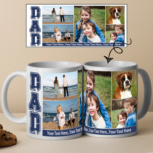 Custom Photo Mug - DAD (5 Images and Text)