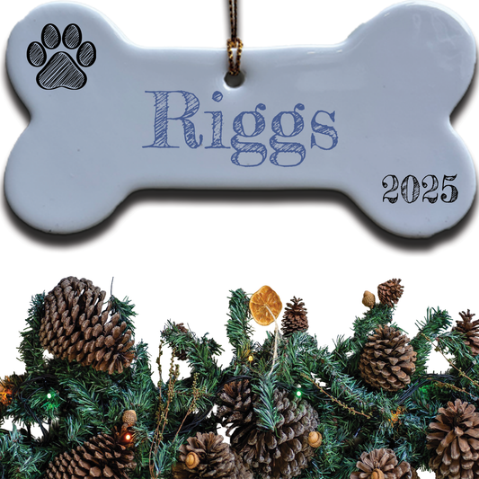 Porcelain Dog Bone Ornament