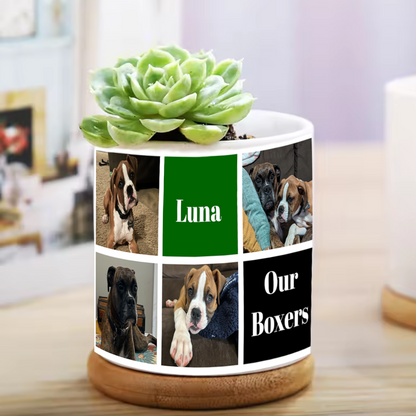 Personalized Custom Flower Pot: 7 Photos & 3 Text Boxes