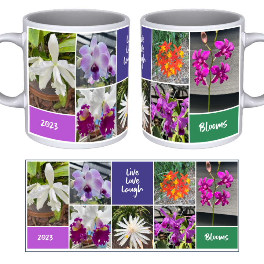 Custom Photo Mug - 7 Images and 3 Colored Text Boxes