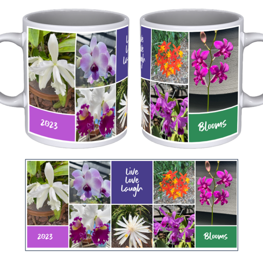 Custom Photo Mug - Family of 7 (7 Images/3 Colored Text Boxes)